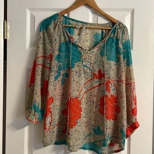 MNG floral pint blouse